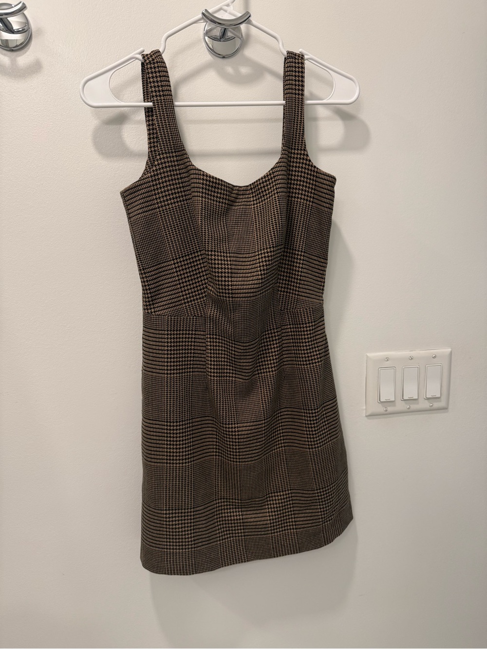 Banana Republic Brown Plaid Square-Neck Mini Dress